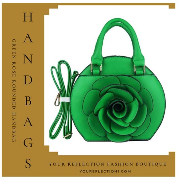 The Green Rounded Rose Handbag - Picture 1 of 6